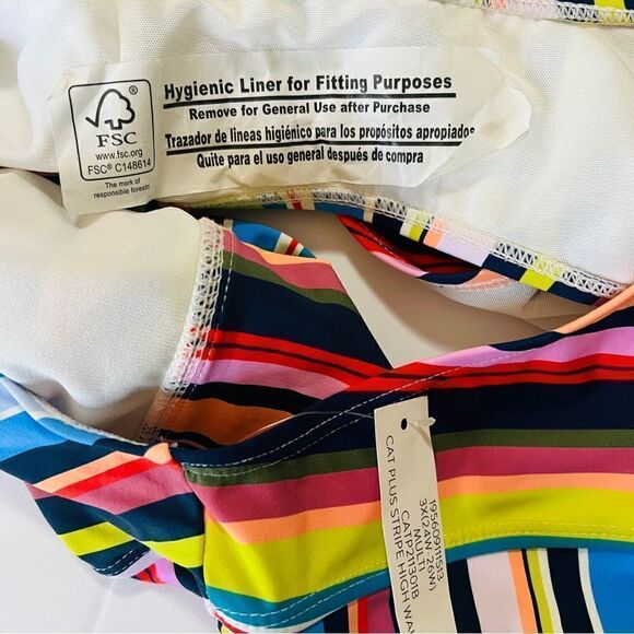 NWT New Catalina High Waist Bright Stripe Swim Suit Bottoms 3X Multicolor - Picture 10 of 10